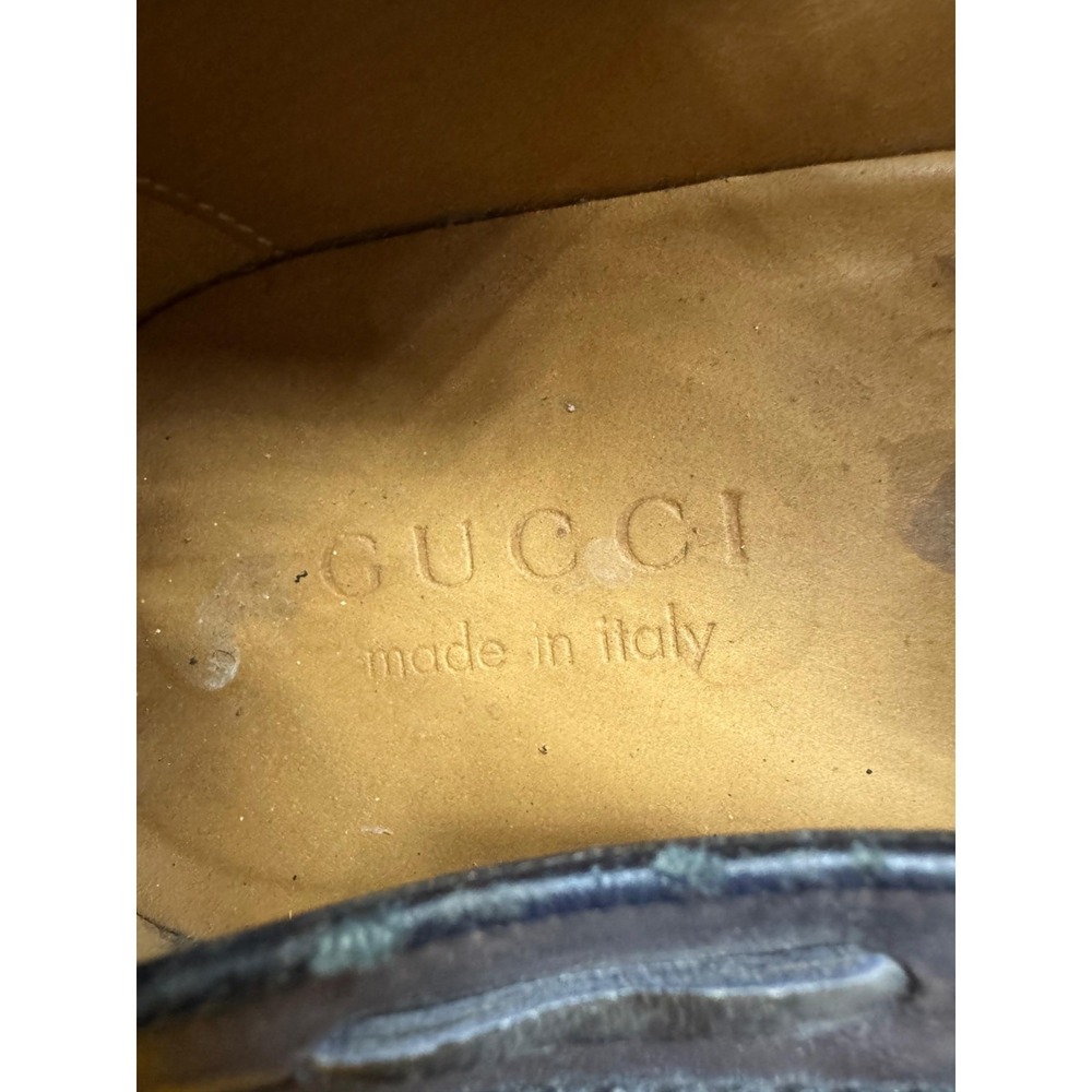 Vintage 80s Gucci Leather Wingtip Kiltie Slip On Loafers Brown Mens Size 8.5 US - Picture 12 of 13
